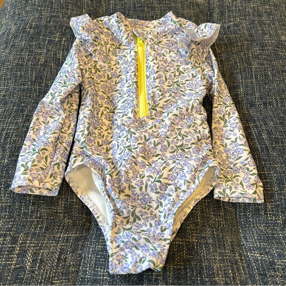☀️ 3/$15 George Toddler Girl’s Long Sleeve Rash Guard Floral Swimsuit